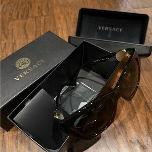 Versace Dark Brown Tortious and Gold Sunglasses